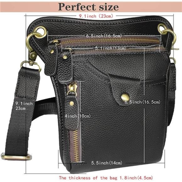 Genuine Leather hip bag Thigh Drop Leg Bag Waist fanny Pack for Men and Women - Picture 3 of 8